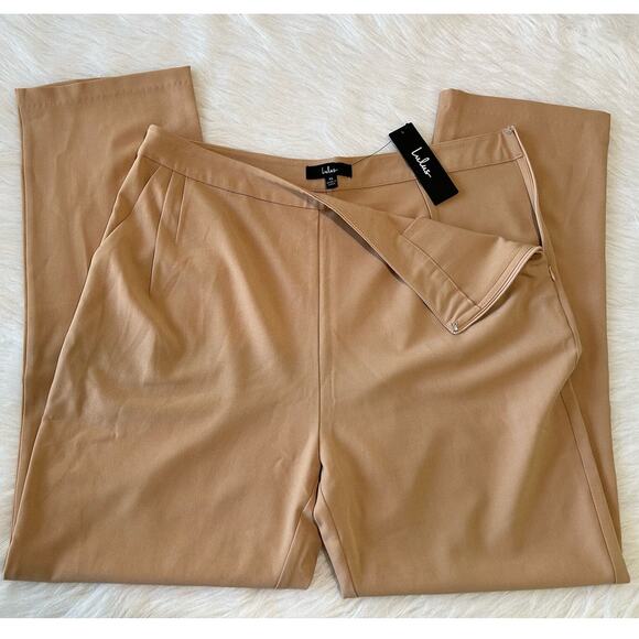 Lulus Kick It Beige High-Waisted Trousers Dress Pants Size XL Pleated Office NWT - Picture 6 of 15